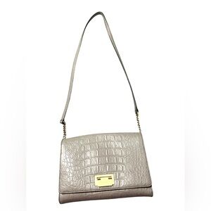 KATE SPADE Harwood Place Fiona Crossbody Soft Taupe Gray Color Croc Leather
